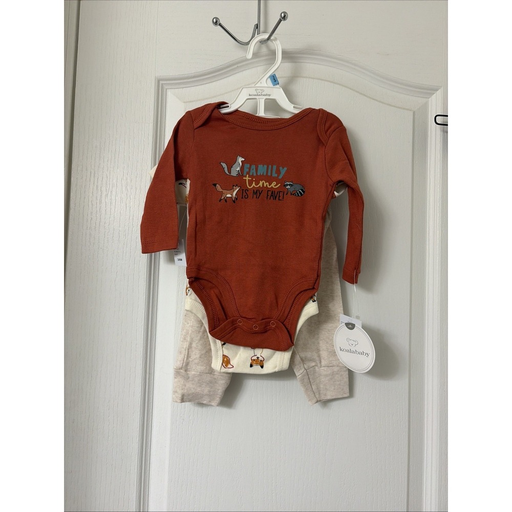 Koala Baby Beige And Orange three-piece set Size 3/6 Months